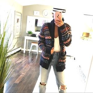 JACHS multi color preppy cardigan sweater large